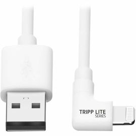 Eaton Tripp Lite Series USB-A to Right-Angle Lightning Sync/Charge Cable, MFi Certified - White, M/M, USB 2.0, 3 ft. (0.91 m)