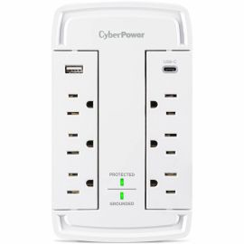 CYBERPOWER CSP6WSUC SURGE 800V 5-15P WALL TAP WHITE