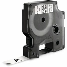DYMO D1 TAPE, BLACK PRINT/ WHITE FABRIC, 1/2IN X 11 1/2FT