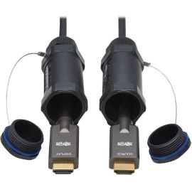 Tripp Lite by Eaton High-Speed Armored HDMI Fiber Active Optical Cable (AOC) with Hooded Connectors - 4K @ 60 Hz HDR IP68 M/M Black 50 m (164 ft.)