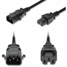 4FT C14 P-LOCK TO C15 14 AWG 250V 15A PVC SJT BLACK POWER CABLE