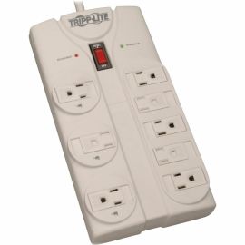 Tripp Lite by Eaton Protect It! 8-Outlet Surge Protector 8 ft. Cord with Right-Angle Plug 1440 Joules Diagnostic LEDs Light Gray Housing