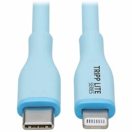 Eaton Tripp Lite Series Safe-IT USB-C to Lightning Sync/Charge Antibacterial Cable, Ultra Flexible, MFi Certified - USB 2.0 (M/M), Light Blue, 3 ft. (0.91 m)