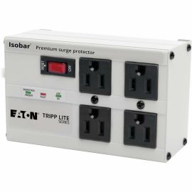 Tripp Lite by Eaton Isobar 4-Outlet Surge Protector 6 ft. Cord with Right-Angle Plug 3330 Joules Diagnostic LEDs Metal Housing