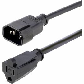 StarTech.com 1ft (0.3m) Power Extension Cord, IEC C14 to NEMA 5-15R, 10A 125V, 18AWG, Black, Outlet Extension Cable for Power Supplies