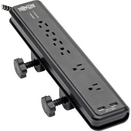 Tripp Lite by Eaton Safe-IT 6-Outlet Surge Protector 2 USB Charging Ports 8 ft. Cord 5-15P Plug 2100 Joules Antimicrobial Protection Black
