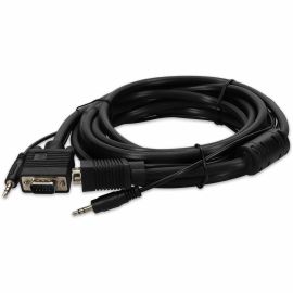 15ft VGA Male to VGA Male Black Cable Which Includes 3.5mm Audio Port For Resolution Up to 1920x1200 (WUXGA)