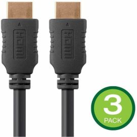 MONOPRICE 4K HIGH SPEED HDMI CABLE 15FT - 18GBPS BLACK - 3 PACK