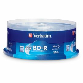 Verbatim 97457 Blu-ray Recordable Media - BD-R - 16x - 25 GB - 25 Pack Spindle
