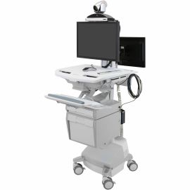 Ergotron StyleView Telemedicine Cart, Back-to-Back Monitor, Powered