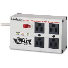 Tripp Lite by Eaton Isobar 4-Outlet Surge Protector 6 ft. Cord with Right-Angle Plug 3330 Joules Diagnostic LEDs Metal Housing