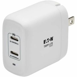 Tripp Lite by Eaton Dual-Port Compact USB-C Wall Charger - GaN Technology 40W PD Charging (20W+20W or 30W) White