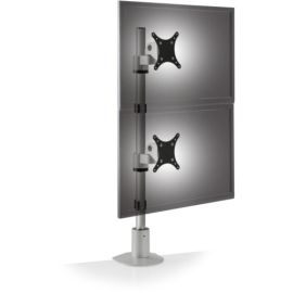 DUAL MONITOR POLE MOUNT - SILVER - ADJUSTABLE: FEATURES ADJUSTABLE TENSION AT JO