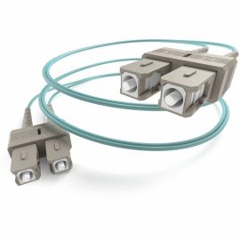 10 METER SC-SC OM3 10GIG FIBER OPTIC CABLE, AQUA, OFNR, 50/125 FIBER, MULTIMODE