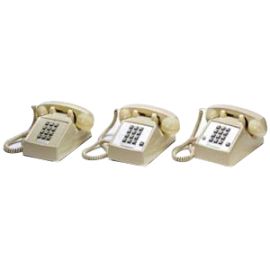 BASIC SINGLE-LINE DESK TELEPHONE WITH VOLUME CONTROL IN BROWN