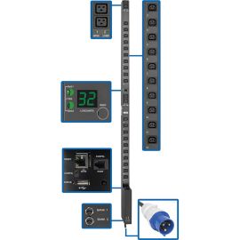 Tripp Lite by Eaton PDU 7.7kW Single-Phase Switched PDU with LX Platform Interface 230V Output IEC 309 32A Blue 10 ft. (3.05 m) Cord 0U TAA