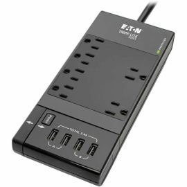 Tripp Lite by Eaton Safe-IT 6-Outlet Surge Protector Retractable USB Charger 5-15R Outlets 4 USB Charging Ports 8 ft. (2.4 m) Cord Antimicrobial Protection