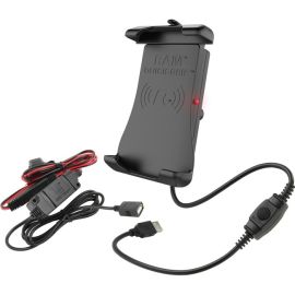 RAM QUICK-GRIP 15W WIRELESS WITH B BALL AND MOTORCYCLE HARDWIRE CHARGER