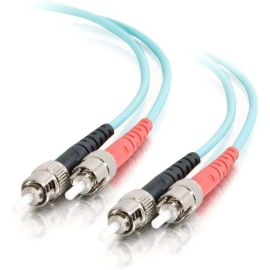 1M ST-ST 10G OM3 DPX MM TAA FIBER-AQUA