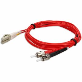 ADDON 2M LC (MALE) TO ST (MALE) OM2 STRAIGHT RED DUPLEX FIBER OFNR (RISER-RATED)