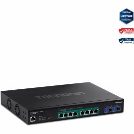 TRENDnet 10-Port Multi-Gig Web Smart PoE+ Switch, 8 x 2.5GBASE-T PoE+ Ports, 2 x 10G SFP+ Slots, Metal Housing, Managed Network Ethernet Switch, Lifetime Protection, Black, TPE-3102WS