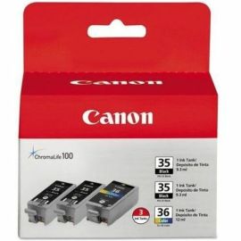 Canon CLI-36/PGi-35 Standard Yield Inkjet Ink Cartridge - Black, Color - 3 / Pack