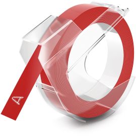 DYMO EMBOSSING TAPE, 3/8IN RED