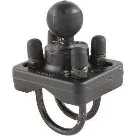 RAM DOUBLE U-BOLT BASE WITH 1IN BALL FOR RAILS FROM 0.75IN TO 1.25IN IN DIAMETER