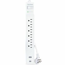 CYBERPOWER CSP604UCW SURGE 1500J 4 CORD USB-AC WHITE