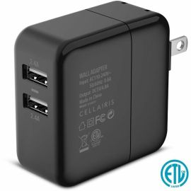 CELLAIRIS WALL ADAPTER - DUAL USB-A 4.8A (2.4A + 2.4A) BLAC