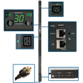 Tripp Lite by Eaton PDU 5.5kW Single-Phase Switched PDU Outlet Monitoring 208/230V Outlets (20 C13 & 4 C19) 0U LX Interface TAA