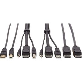 Tripp Lite by Eaton DisplayPort KVM Cable Kit - DP USB 3.5 mm Audio (3xM/3xM) + USB (M/M) + DP (M/M) 4K 10 ft. (3.05 m) Black