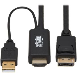 Tripp Lite by Eaton HDMI to DisplayPort Active Adapter Cable (M/M) - 4K, USB Power, Black, 2 m (6.6 ft.)