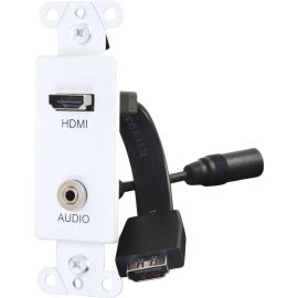 HDMI AND 3.5MM AUDIO PASS THROUGH DECORATIVE WALL PLATE - WHITE