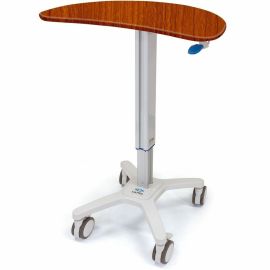 KIDNEY CART-HAYWOOD CHERRY COLOR WORK SURFACE, MANUAL HEIGHT ADJUSTMENT, 3IN LOC