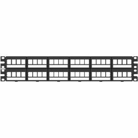 Panduit NetKey Patch Panel, Front Access, Flat, 48-Port, Black, Labels