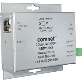 ComNet Industrially Hardened 100Mbps Media Converter with 48V POE, Mini, 