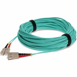 25M SC TO SC AQUA OM4 DUPLEX OFNR (RISER-RATED) TAA FIBER PATCH CABLE