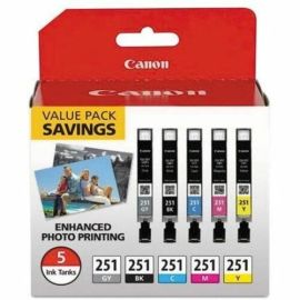 Canon Original Inkjet Ink Cartridge - Cyan, Magenta, Yellow, Gray, Black - 5 / Pack