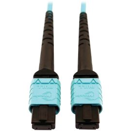 Eaton Tripp Lite Series 400G Multimode 50/125 OM4 Plenum-Rated Fiber Optic Cable, 24F MTP/MPO-PC (F/F), Aqua, 10 m