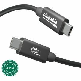 Plugable USB4 Cable with 240W Charging, 3.3 Feet (1M), USB-IF Certified