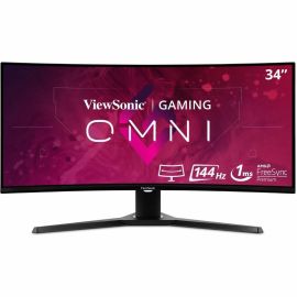 ViewSonic OMNI VX3418-2KPC 34 Inch Ultrawide Curved 1440p 1ms 144Hz Gaming Monitor with FreeSync Premium, Eye Care, HDMI and Display Port