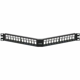 Leviton Angled QUICKPORT Patch Panel, 24-Port, 1RU, Black