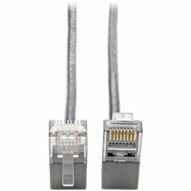 Tripp Lite by Eaton Right-Angle Cat6 Gigabit Snagless Molded Slim UTP Ethernet Cable (RJ45 M/M) Gray 1 ft. (0.31 m)