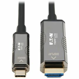 Tripp Lite by Eaton High-Speed USB-C to HDMI Fiber Active Optical Cable (AOC) - UHD 4K 60 Hz HDR CL3 Rated Black 20 m (65 ft.)