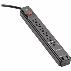 Tripp Lite by Eaton Protect It! 6-Outlet Surge Protector 6 ft. Cord 990 Joules 2 USB Ports (2.1A) Black Housing