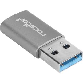 Rocstor Premium USB 3.0 to USB C Slim Aluminum Space Gray Adapter - USB Type-C - 1 x Type 1 x USB 3.0 Type Male - 1 x Type C Female USB - Aluminum Case - USB 3.0 HI-SPEED USB TYPE A to USB-C M/F SLIM/COMPACT - Type C Female USB -
