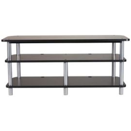 ACCURATE SERIES 3 SHELF TV STAND, 48IN WIDTH, BLACK & SILVER