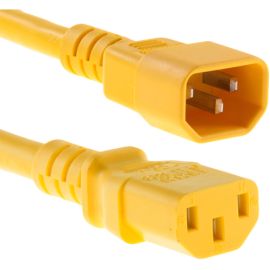 POWER CORD C13 - C14, 18AWG, 10AMP, 250V, SVT JACKET, YELLOW, 2FT, IEC C13 TO IE