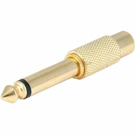 MONOPRICE METAL 1/4IN (6.35MM) TS MONO PLUG TO RCA JACK ADAPTER_ GOLD PLATED